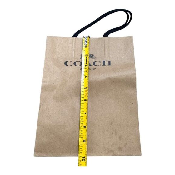 Coach New York Brown Paper Shopping Bag With Black Handles Empty Gift Authentic - Picture 5 of 5